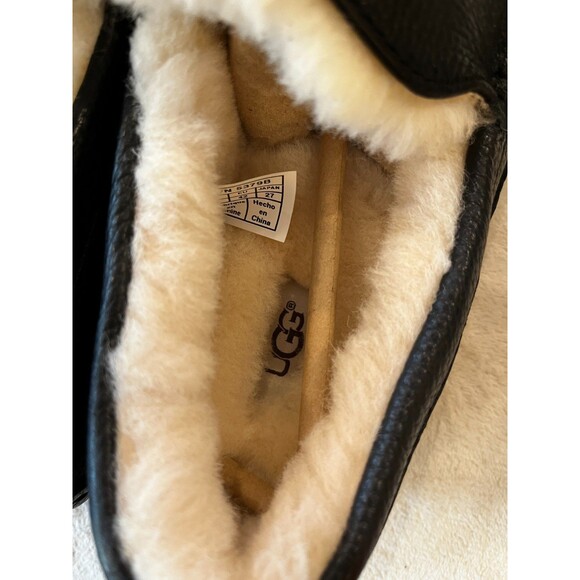 UGG Ascot Mens Pebble Black Leather Sheepskin Slipper Size 9 US New in Box Shoe main image 9